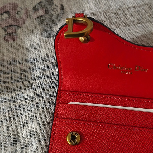 Dior Red Coin Purse With D Logo - Picture 3 of 5